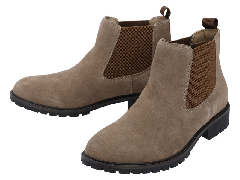 esmara® Pánská kotníková obuv Chelsea z broušené kůže (šedohnědá, 41)