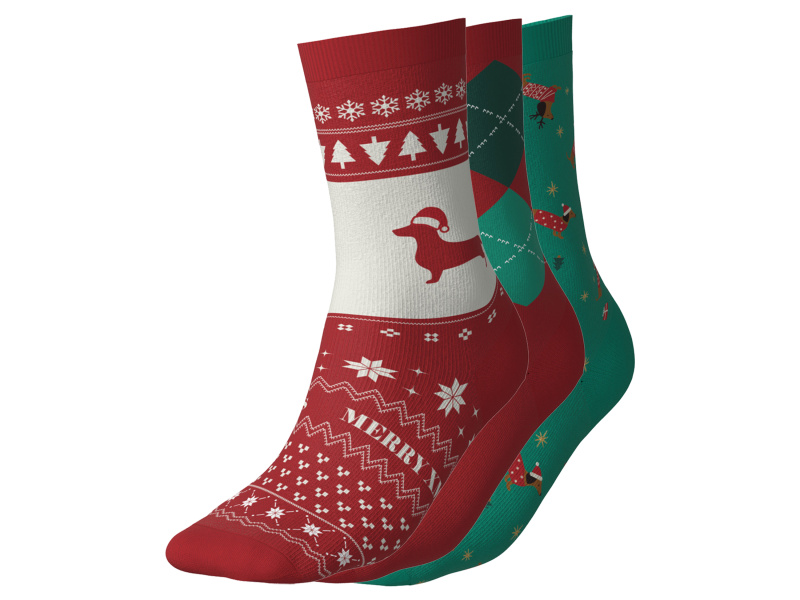 esmara® Dámské vánoční ponožky, 3 páry (zelená/červená, 39-42)