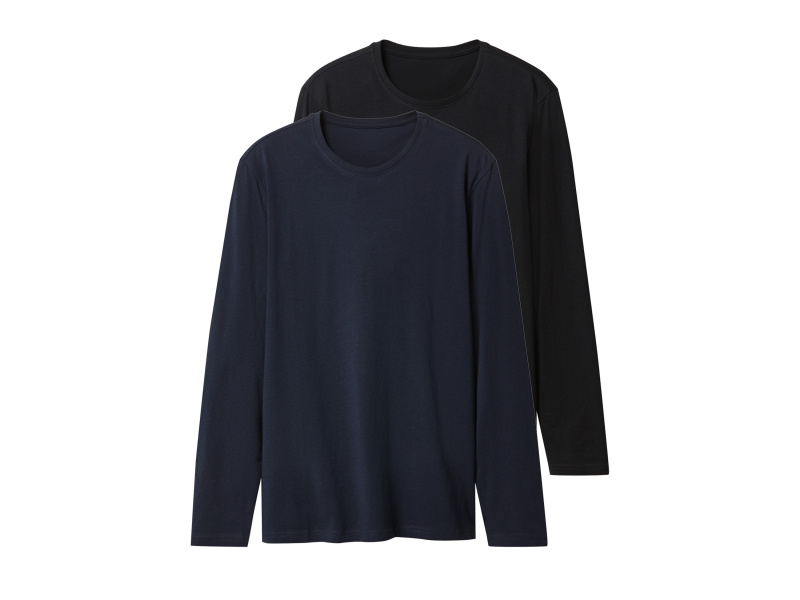 esmara Men Pánské triko s dlouhými rukávy, 2 kusy (navy modrá / černá, XL (56/58))