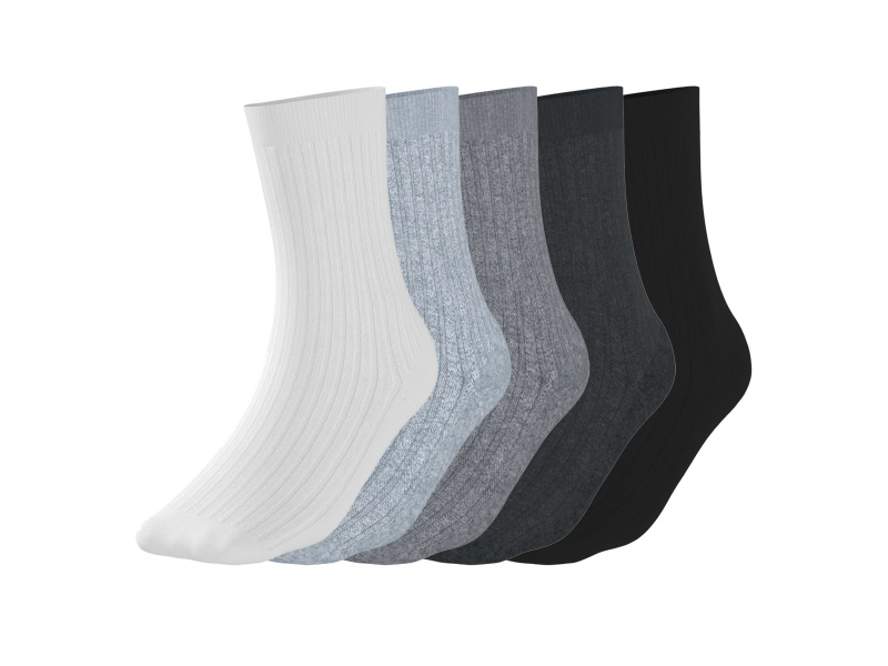 esmara® Dámské ponožky s BIO bavlnou, 5 párů (bílá/šedá/černá, 35-38)