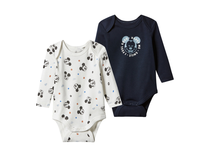 Chlapecké body s BIO bavlnou, 2 kusy (navy modrá / bílá, 50/56)