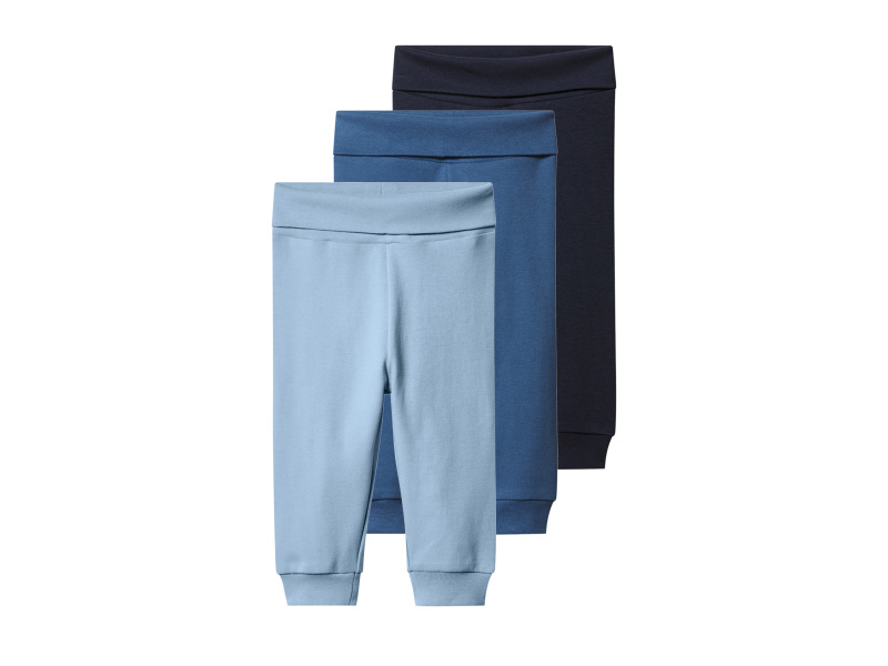 lupilu® Chlapecké kalhoty s BIO bavlnou "Jogger", 3 kusy (navy modrá / modrá, 74/80)
