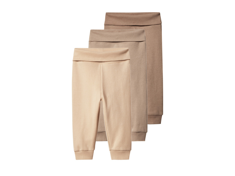 lupilu® Chlapecké kalhoty s BIO bavlnou "Jogger", 3 kusy (hnědá/béžová, 62/68)