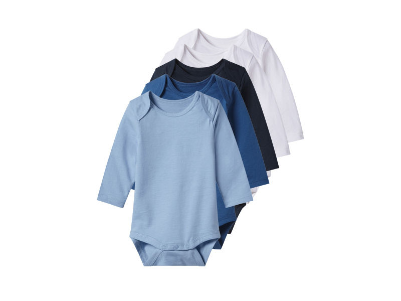 lupilu® Dětské body s BIO bavlnou, 5 kusů (navy modrá / modrá / bílá, 62/68)