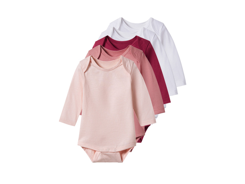 lupilu® Dětské body s BIO bavlnou, 5 kusů (červená/růžová/bílá, 86/92)