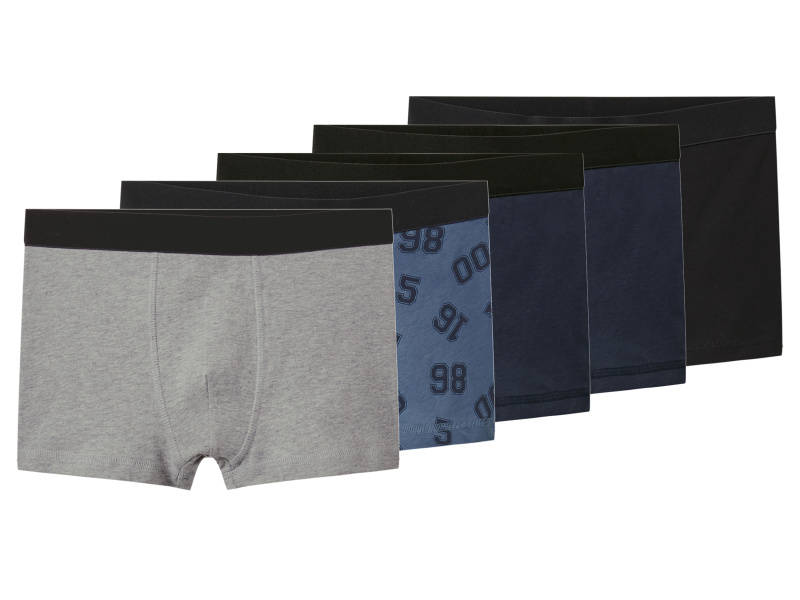 esmara® Chlapecké boxerky s BIO bavlnou, 5 kusů (černá/šedá/modrá, 146/152)