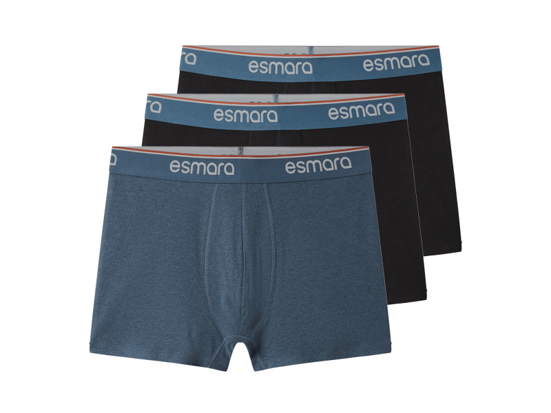 esmara Men Pánské boxerky, 3 kusy (černá/černá/modrá, 7/Xl)