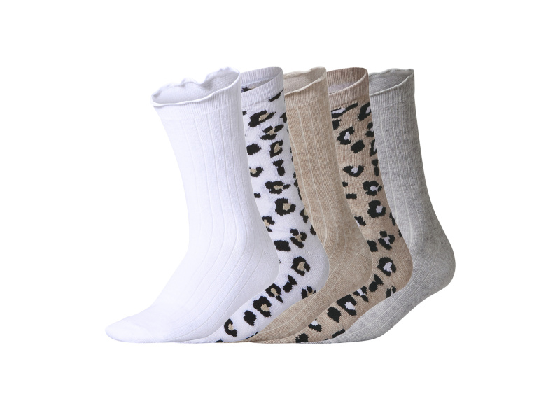 esmara® Dámské ponožky s BIO bavlnou, 5 párů (bílá/šedá/béžová, 35-38)