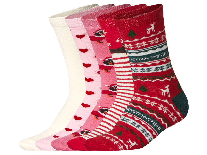 esmara® Dámské ponožky, 5 párů (růžová/bílá/červená, 35-38)