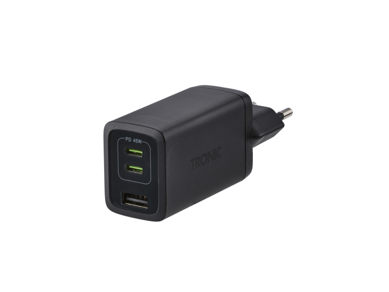 Tronic® Rychlonabíječka GaN 2 x Usb-C a Usb-A (černá)
