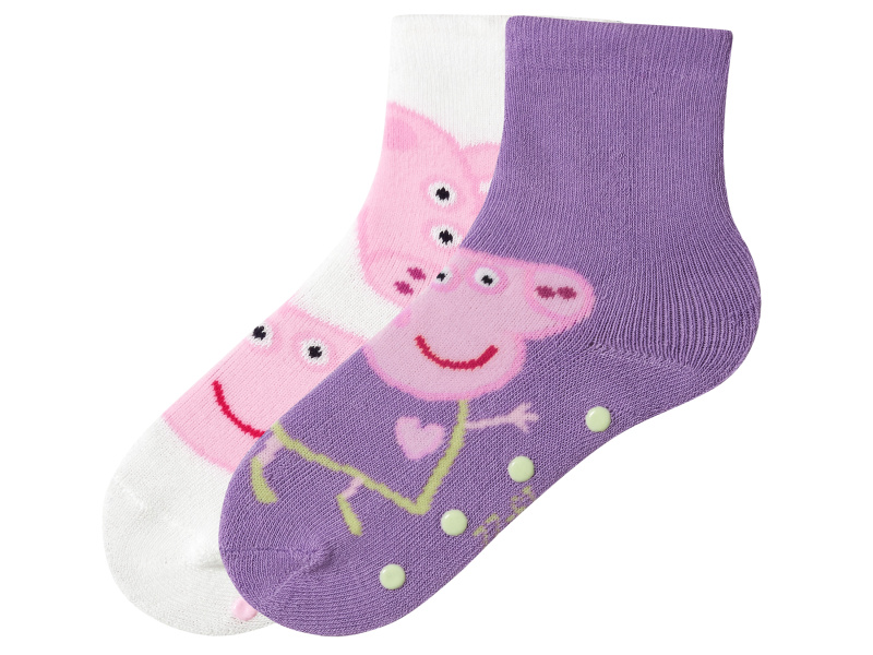 Dívčí termo ponožky, 2 páry (lila fialová / bílá, 19/22)