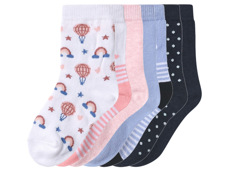 lupilu® Dívčí ponožky s BIO bavlnou, 7 párů (bílá / růžová / modrá / navy modrá, 23/26)