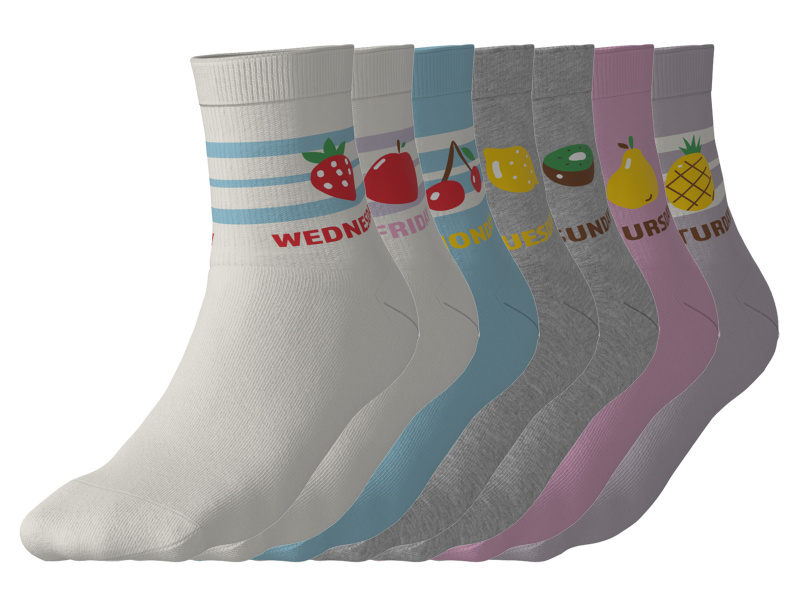 esmara® Dívčí ponožky, 7 párů (modrá / šedá / bílá / lila fialová, 35-38)