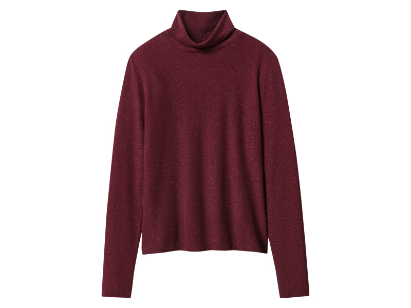 esmara® Dámský rolák / triko s dlouhými rukávy (burgundská, S(36/38))