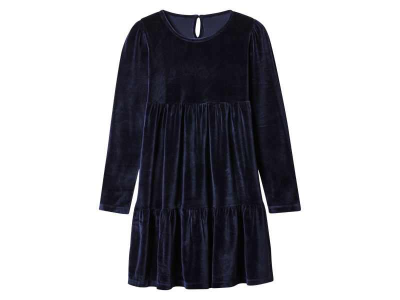 esmara® Dívčí velurové šaty (navy modrá, 134/140)
