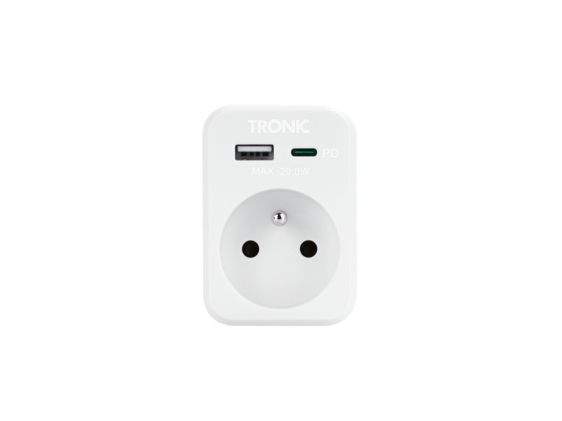 Tronic® Zásuvkový USB adaptér USB A + C (bílá)