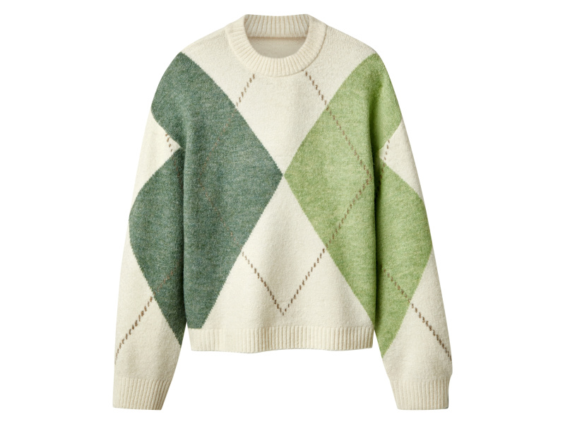 esmara® Dámský svetr s podílem vlny (bílá/zelená, M(40/42))