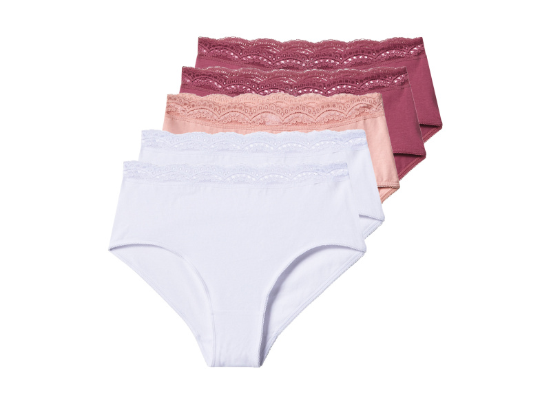 esmara® Dámské kalhotky s vysokým pasem s BIO bavlnou, 5 kusů (růžová/bílá, L(44/46))