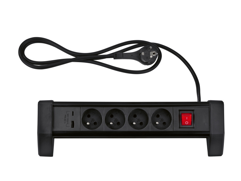 Tronic® Zásuvková lišta / Stolní zásuvková lišta (zásuvková lišta, černá)