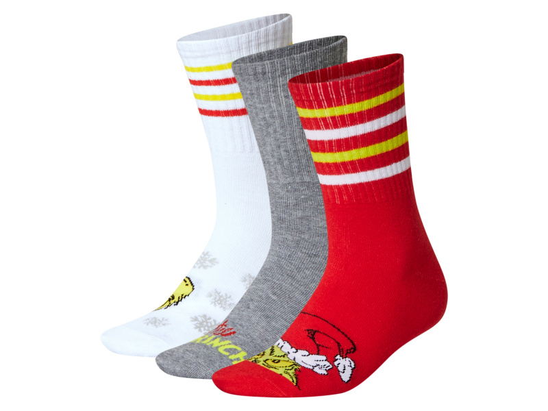 Dámské / Pánské ponožky Grinch, 3 páry (červená/bílá/šedá, 43-46)