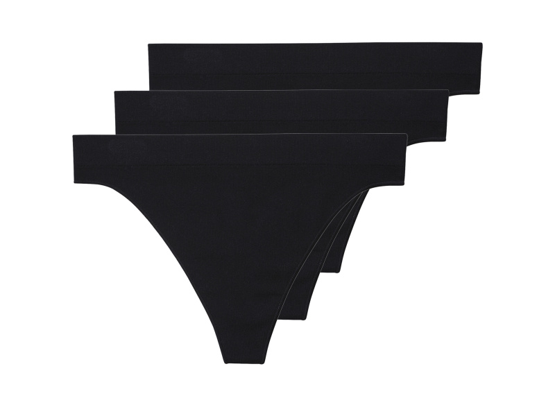 esmara® Dámské bezešvé kalhotky Tanga, 3 kusy (černá, M(40/42))
