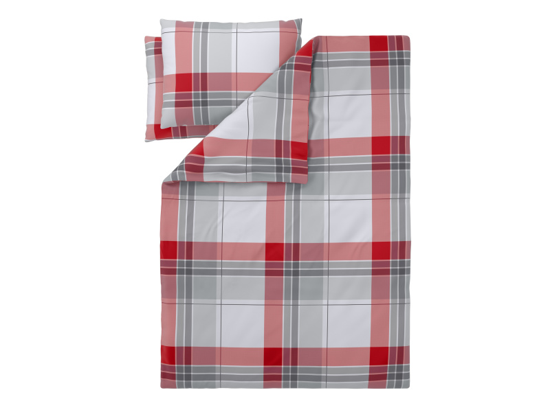 Livarno® Ložní povlečení z jemného flanelu, 220 x 240 cm, 70 x 90 cm (kostka/červená/šedá)