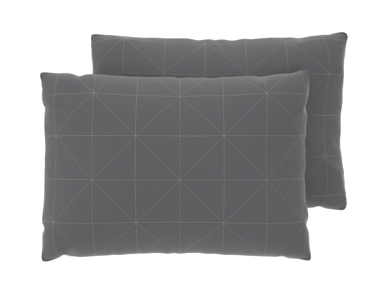 Livarno® Potah na polštář z mikrovláknitého saténu, 50 x 60 cm, 2 kusy (geometrie/antracitová)