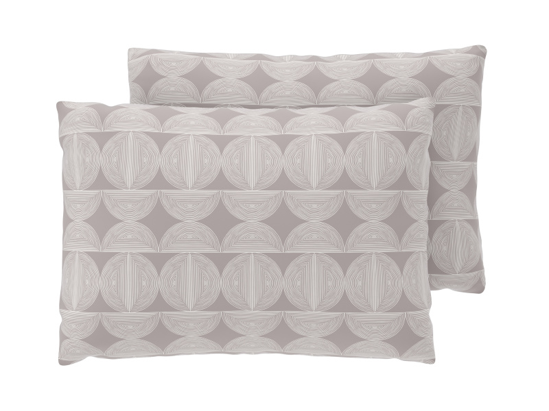 Livarno® Potah na polštář z mikrovláknitého saténu, 50 x 60 cm, 2 kusy (kruhy/béžová)