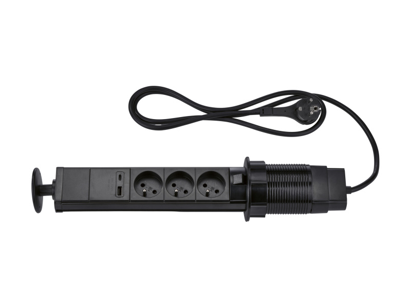 Tronic® Zásuvková lišta / Stolní zásuvková lišta (stolní zásuvková lišta, černá)