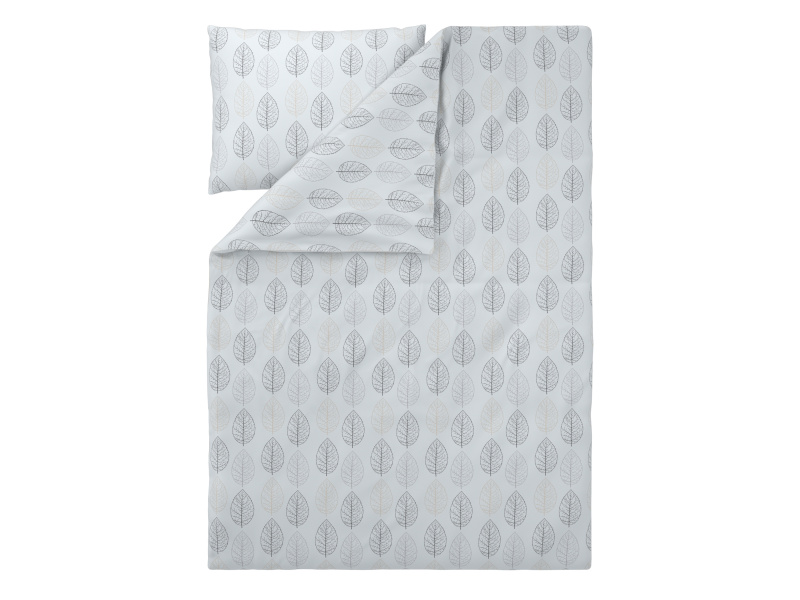 Livarno® Ložní povlečení z jemného flanelu, 140 x 200 cm, 70 x 90 cm (listy/bílá)