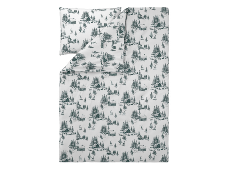 Livarno® Ložní povlečení z jemného flanelu, 140 x 200 cm, 70 x 90 cm (jedle/bílá/zelená)