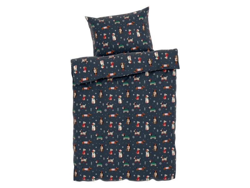 Livarno home Ložní povlečení z jemného flanelu, 140 x 200 cm, 70 x 90 cm (navy modrá)