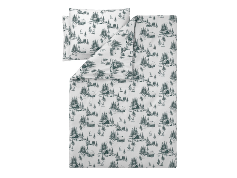 Livarno® Ložní povlečení z jemného flanelu, 200 x 220 cm, 70 x 90 cm (jedle/bílá/zelená)