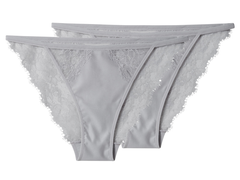 esmara® Dámské kalhotky s krajkou, 2 kusy (stříbrná, M(40/42))