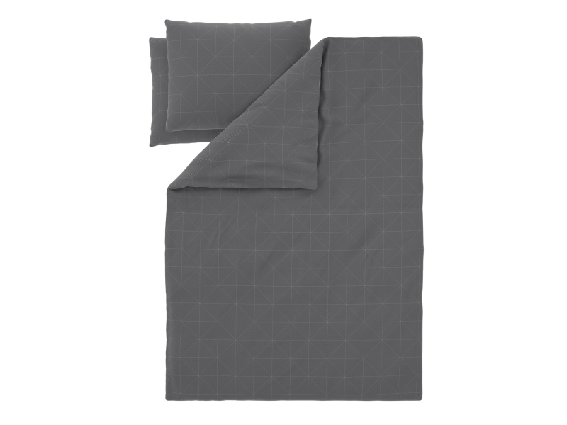 Livarno® Ložní povlečení z mikrovláknitého saténu, 220 x 240 cm, 70 x 90 cm (geometrie/antracitová)