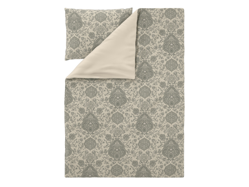 Livarno® Saténové ložní povlečení, 140 x 200 cm, 70 x 90 cm (krémová/šedá)