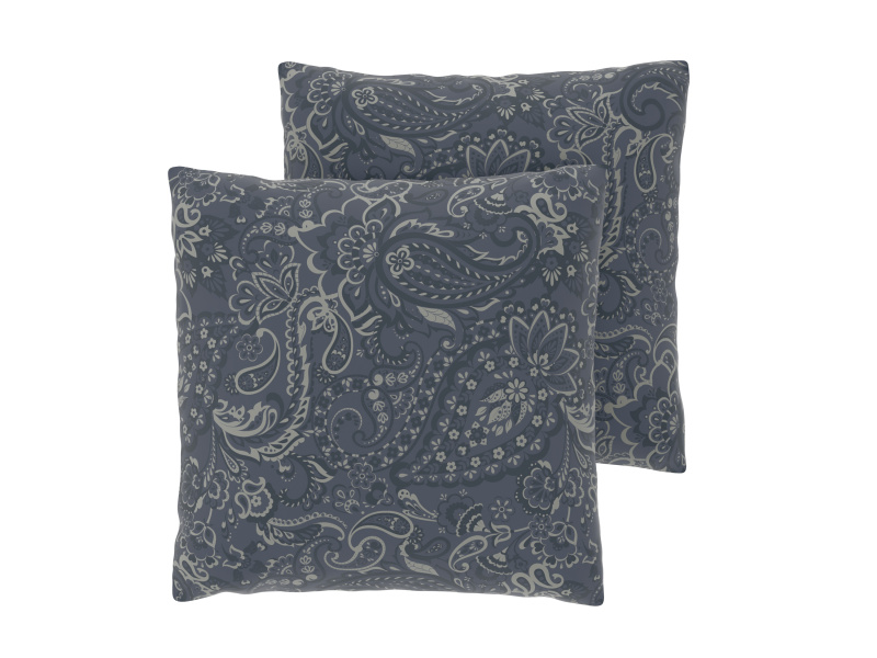 Livarno® Potah na polštář z mikrovláknitého saténu, 50 x 60 cm, 2 kusy (paisley/šedá)