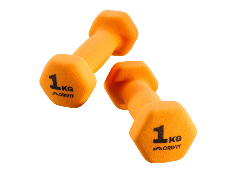 Crivit Sada činek / Zátěžová manžeta / Expandér / Posilovací kolečko (sada činek, 2 x 1 kg)