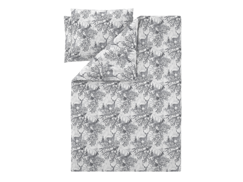 Livarno® Ložní povlečení z jemného flanelu, 200 x 220 cm, 70 x 90 cm (bílá/šedá)