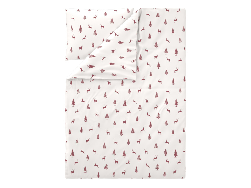 Livarno® Ložní povlečení z jemného flanelu 140 x 200 cm, 70 x 90 cm (jeleni / jedle červená)