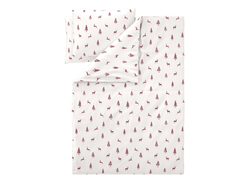 Livarno® Ložní povlečení z jemného flanelu, 200 x 220 cm, 70 x 90 cm (jeleni / jedle červená)