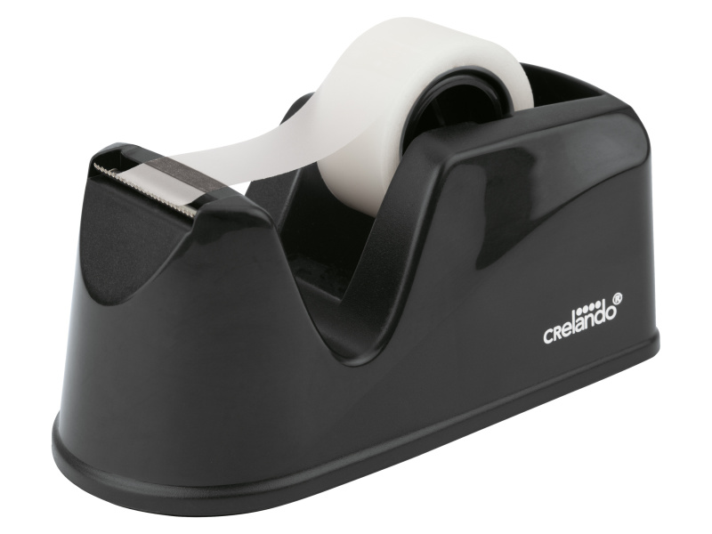 crelando® Děrovačka / Sešívačka / Odvíječ lepicí pásky (odvíječ lepicí pásky, černá)