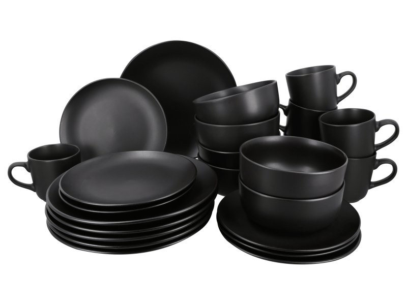 Silvercrest® Jídelní servis, 24dílná sada (černá)