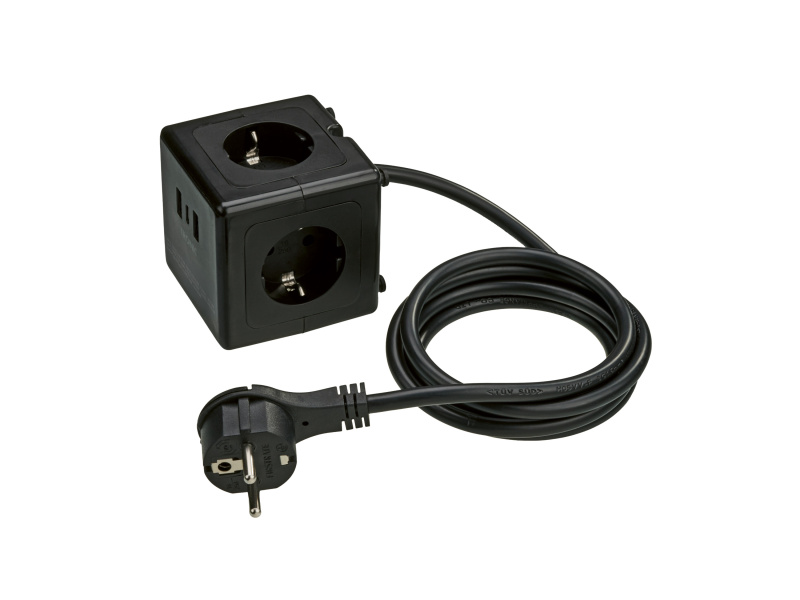 Tronic® Zásuvková kostka s USB porty (černá)