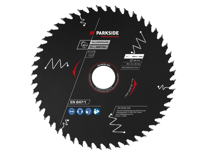 Parkside Performance® Pilový kotouč pro okružní pily, 190 mm (univerzální kotouč, 54 zubů)