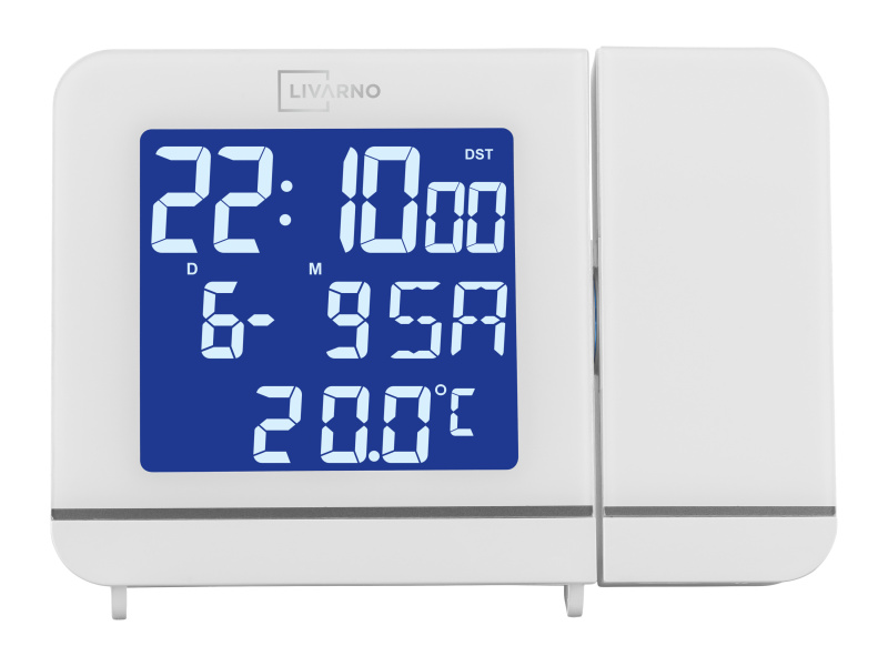 Livarno® Rádiobudík s projekcí času (bílá)