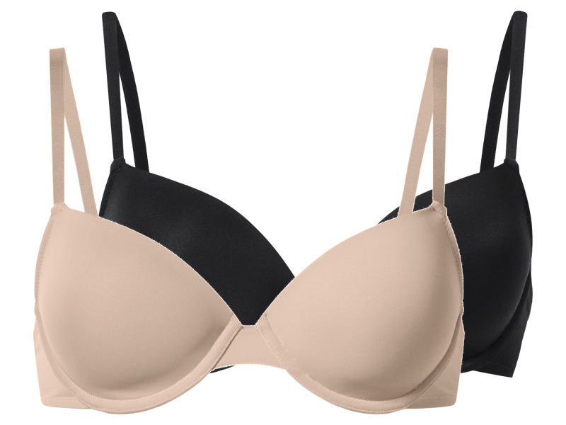 esmara® Dámská podprsenka, 2 kusy (černá/béžová, 85B)