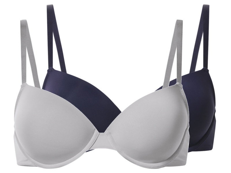 esmara® Dámská podprsenka, 2 kusy (tmavě modrá / světle šedá, 80B)