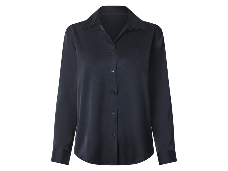 esmara® Dámská saténová blůza (navy modrá, S(36/38))