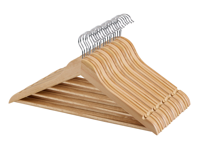 W5 Dřevěná ramínka na šaty, 20 kusů (přírodní)